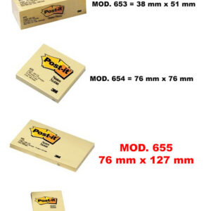 POST-IT 3M 655 GIALLO 76x127 MM